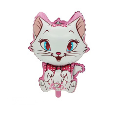Шар (27''/69 см) Фигура, Кошечка с розовым бантиком, 1 шт. в уп.